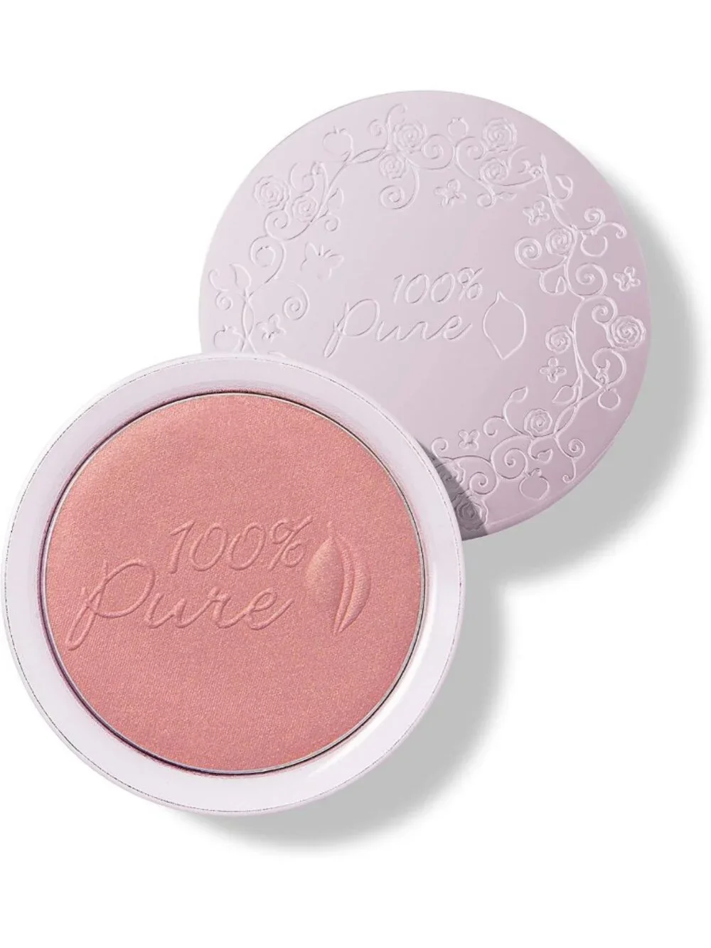 Natural Powder Blush - Soft Shimmery Light Coral, Nourishing Rosehip Oil & Cocoa